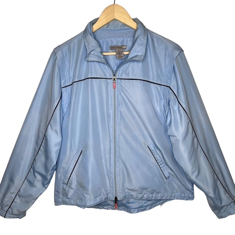 Y2K Oleg Cassini Sport Convertible Windbreaker Jacket Size XLP Removable Sleeves